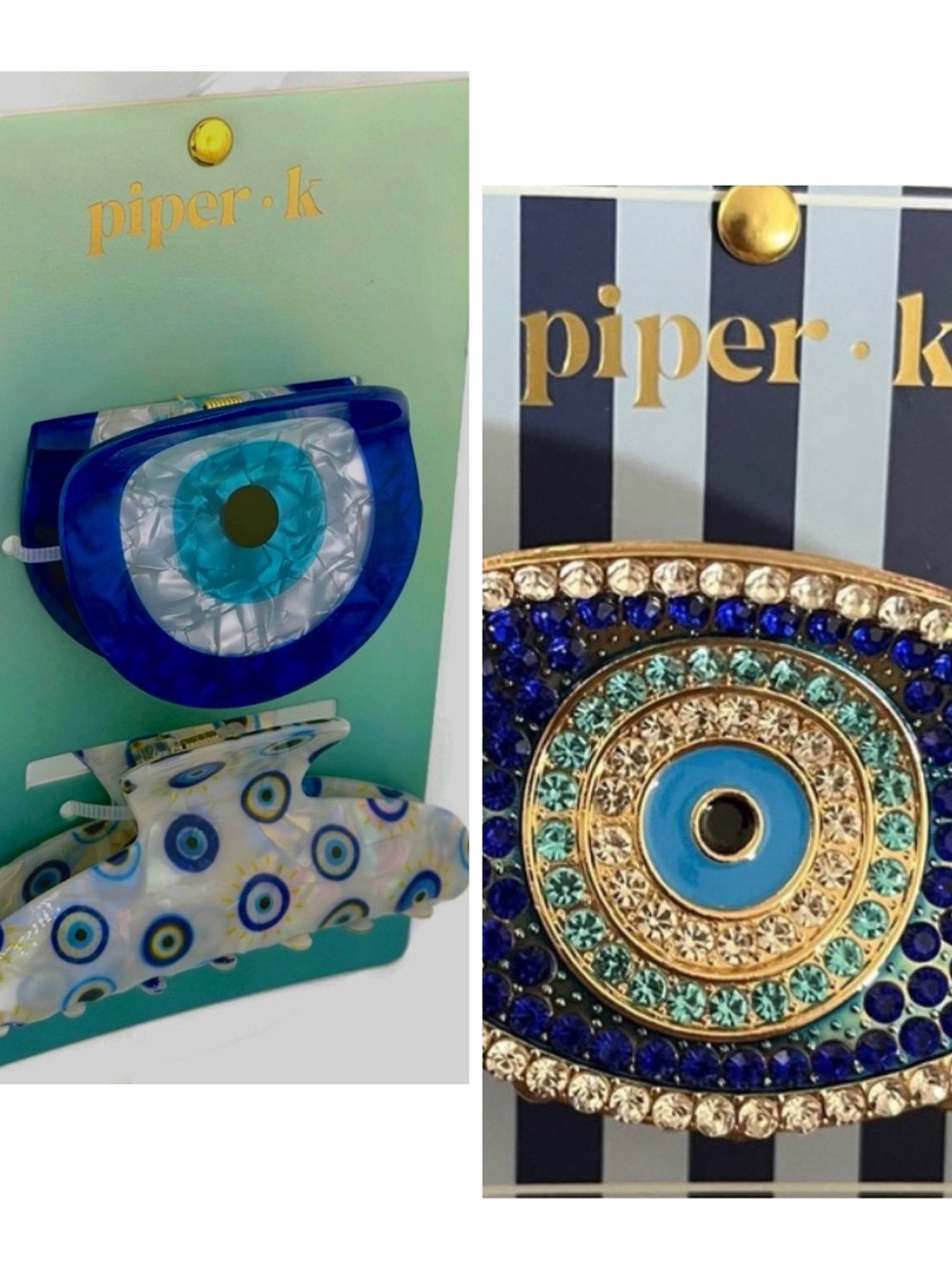 Piper K Blue Evil Eye Hair Claw Set